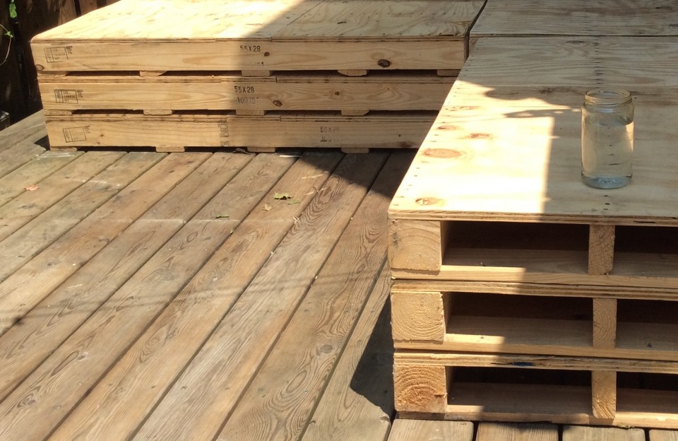 Cropped stacked pallets